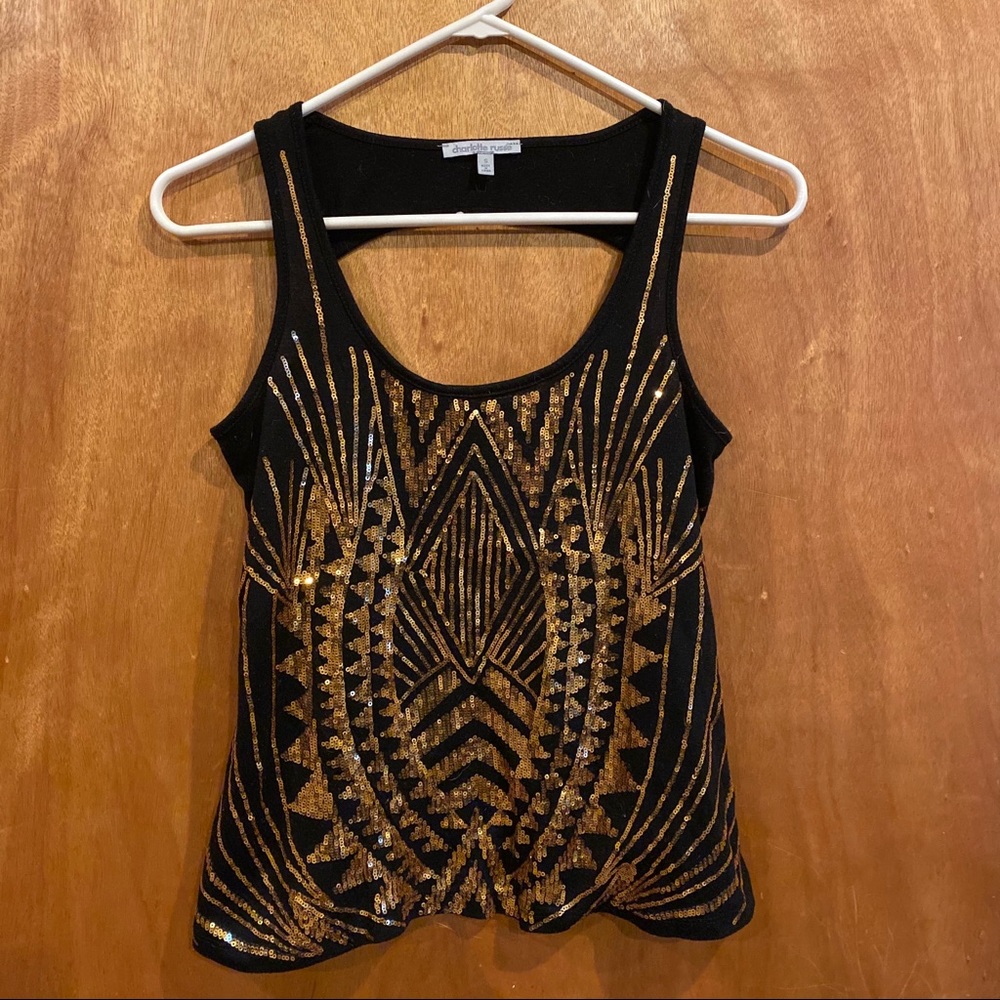 ❤️Black and Gold Sequin Top